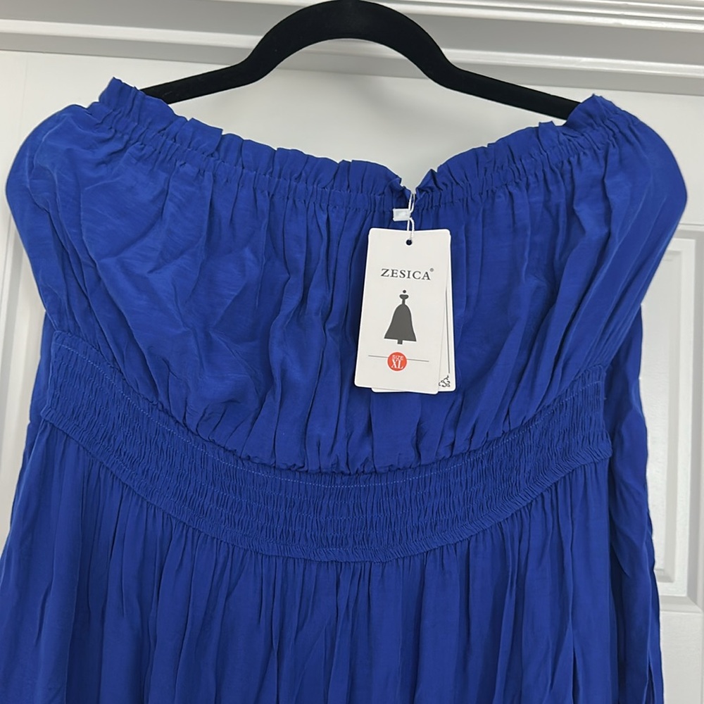 ZESICA Off Shoulder Smocked Flowy A Line Maxi Dress - Picture 7 of 8
